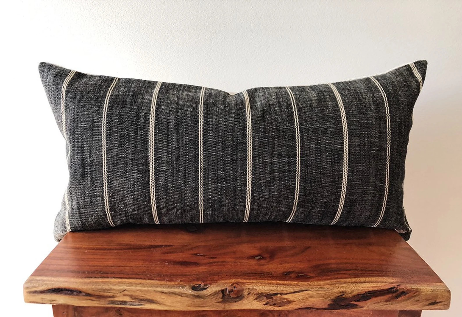 PAROS 12x24 Black Peppercorn and Cream Striped Handmade - Etsy | Etsy (US)