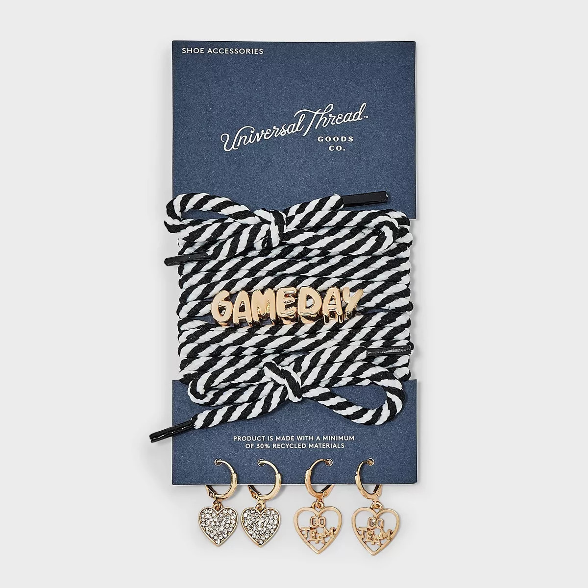 Game Day and Heart Shoelace Charm Accessory Set - Universal Thread™ Gold/Black/White | Target