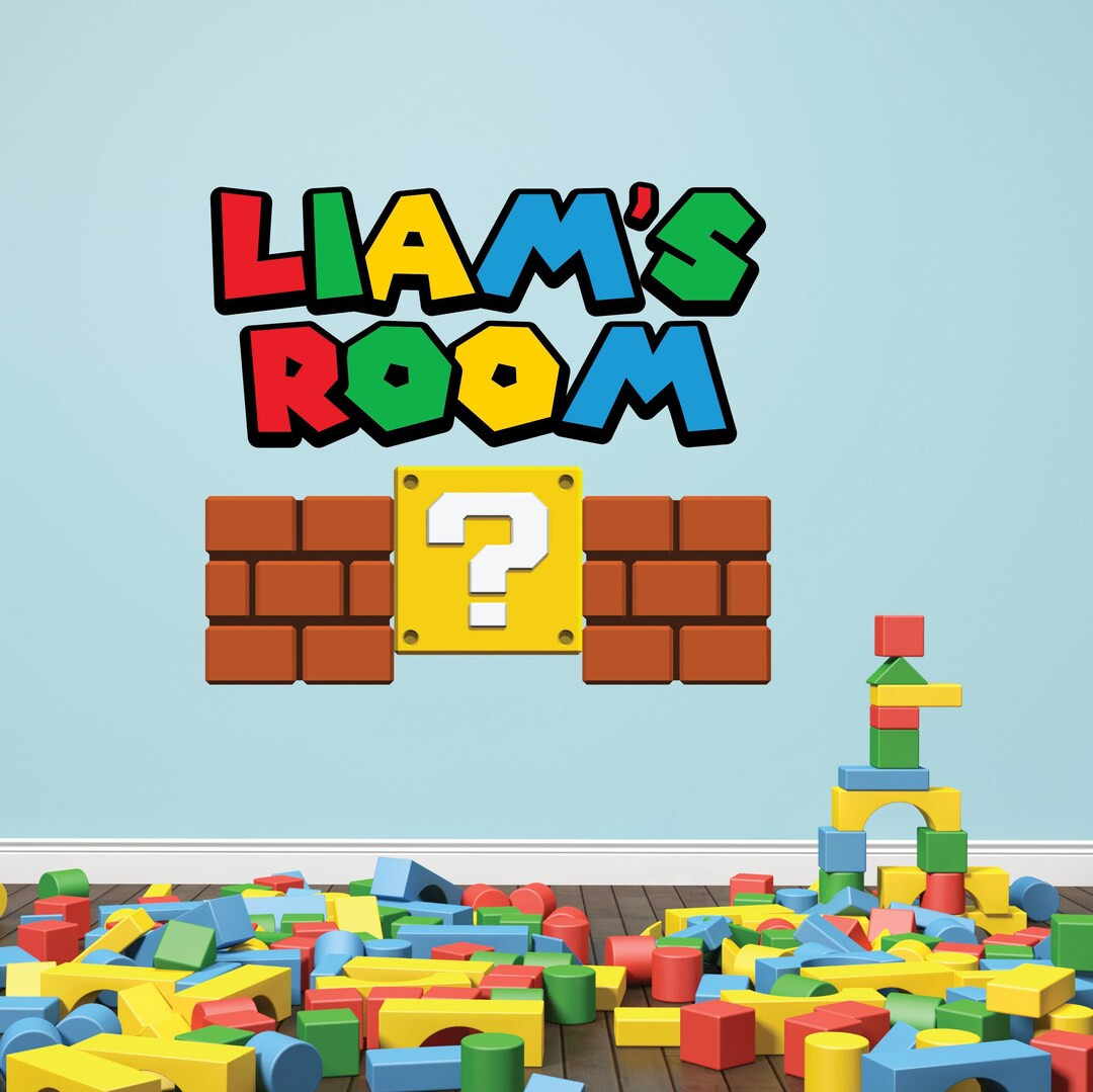 Mario Personalized Name Wall Decal for Kids Playroom Bedroom Letters Color Bricks Boys Girls Unis... | Etsy (US)