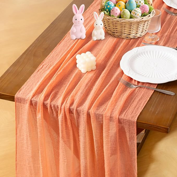 Socomi Peach Orange Easter Spring Gauze Cheesecloth Table Runner 120 Inch Rustic Boho Cheese Clot... | Amazon (US)