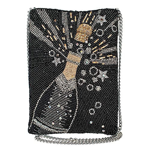 Mary Frances Bubbly Beaded Mini Crossbody Bag with Champagne Motif Novelty Evening Clutch Purse, Black | Amazon (US)