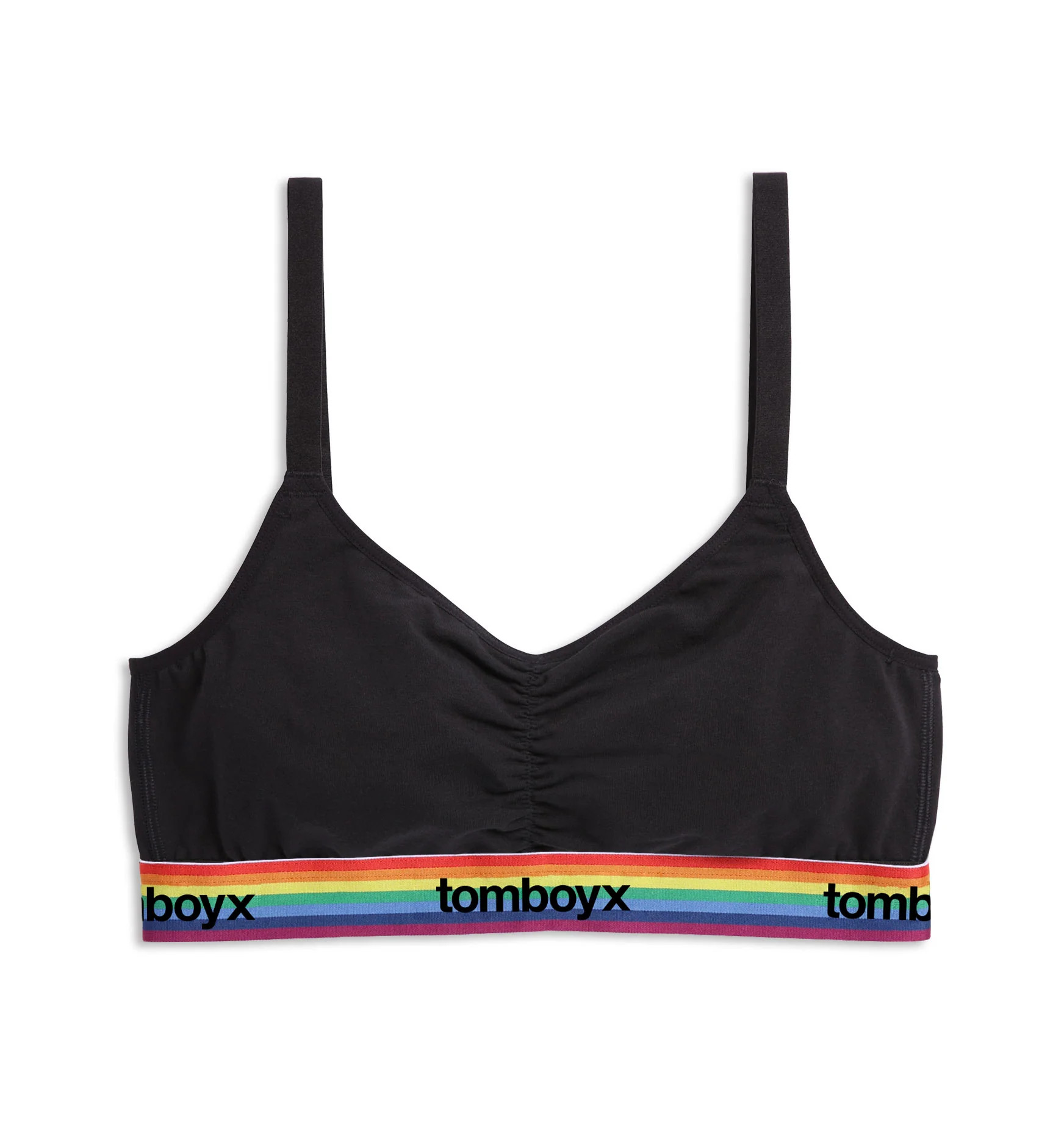 V Neck Bralette - Black Rainbow Logo | TomboyX