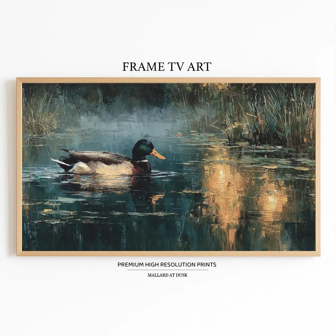Mallard Duck Samsung Frame TV Art | Digital Wildlife Wall Art | Tranquil Lake Scene at Sunset | H... | Etsy (US)