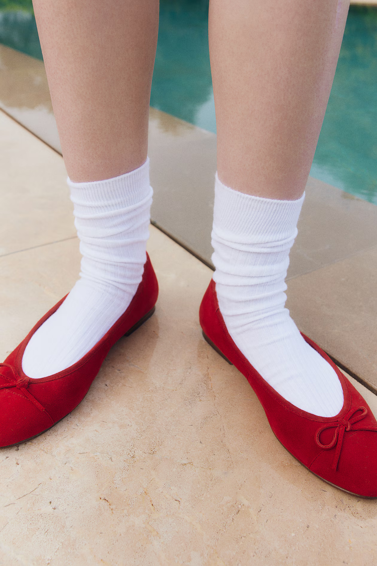 Leather ballet flats - Red - Ladies | H&M GB | H&M (UK, MY, IN, SG, PH, TW, HK)