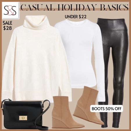 I’m loving this turtleneck sweater with faux leather leggings. It’s perfect for running errands or living that weekend life. These booties are 50% off!

#LTKsalealert #LTKHoliday #LTKSeasonal