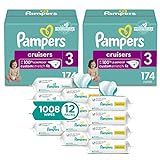 Pampers Cruisers Disposable Baby Diapers Size 3, 2 Month Supply (2 x 174 Count) with Sensitive Water | Amazon (US)