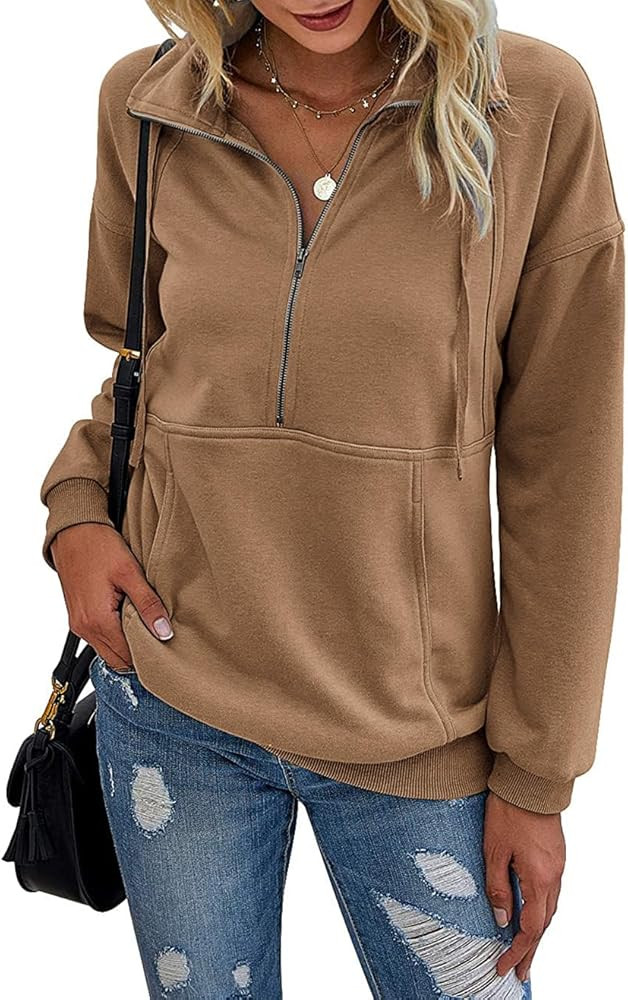 PRETTYGARDEN Women Long Sleeve Casual Button V Neck Hoodies Oversized Sweatshirt Hooded Tops with... | Amazon (US)