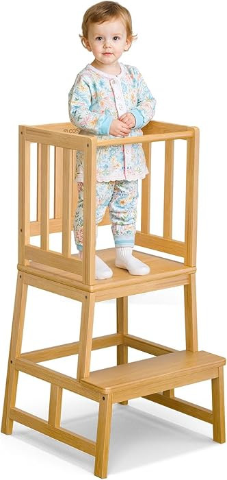 COSYLAND Stable Toddler Step Stool Helper in Kitchen – Solid Kids Kitchen Tower for Learning at... | Amazon (UK)