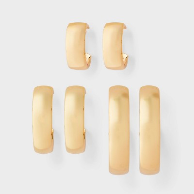Dome Hoop Earring Set 3pc - Wild Fable™ Gold | Target