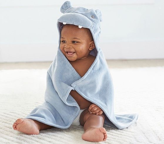 Hippo Baby Hooded Towel | Pottery Barn Kids