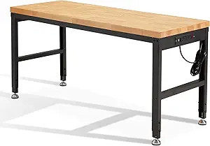 HABUTWAY Height Adjustable Workbench 60" 2000 Lbs Capacity Solid Wood Work Station Heavy-Duty Wor... | Amazon (US)