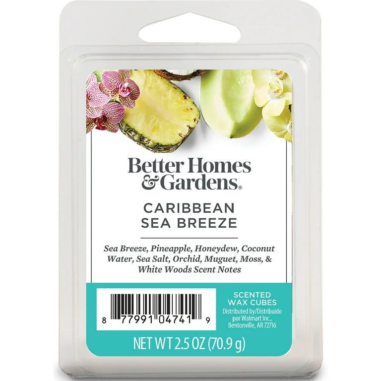 Caribbean Sea Breeze Scented Wax Melts, Better Homes & Gardens, 2.5 oz (1-Pack) - Walmart.com | Walmart (US)