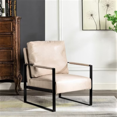 Mid-Century Modern Accent Chair with Brushed Metal Frame, Padded Armrest and Thick Seat Cushion | Target