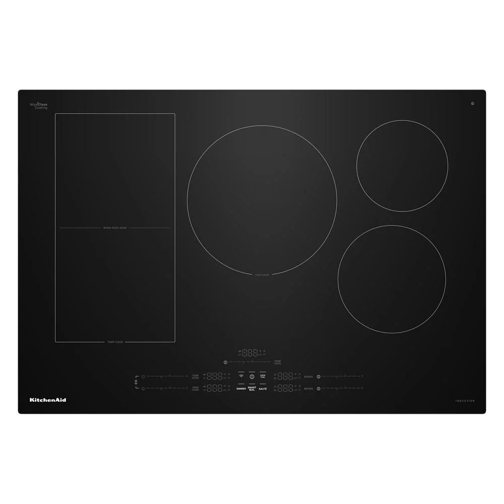 KitchenAid 30-in 5 burners Black Smart Compatible Induction Cooktop with Bridge Element | KCIT730SBL | Lowe's