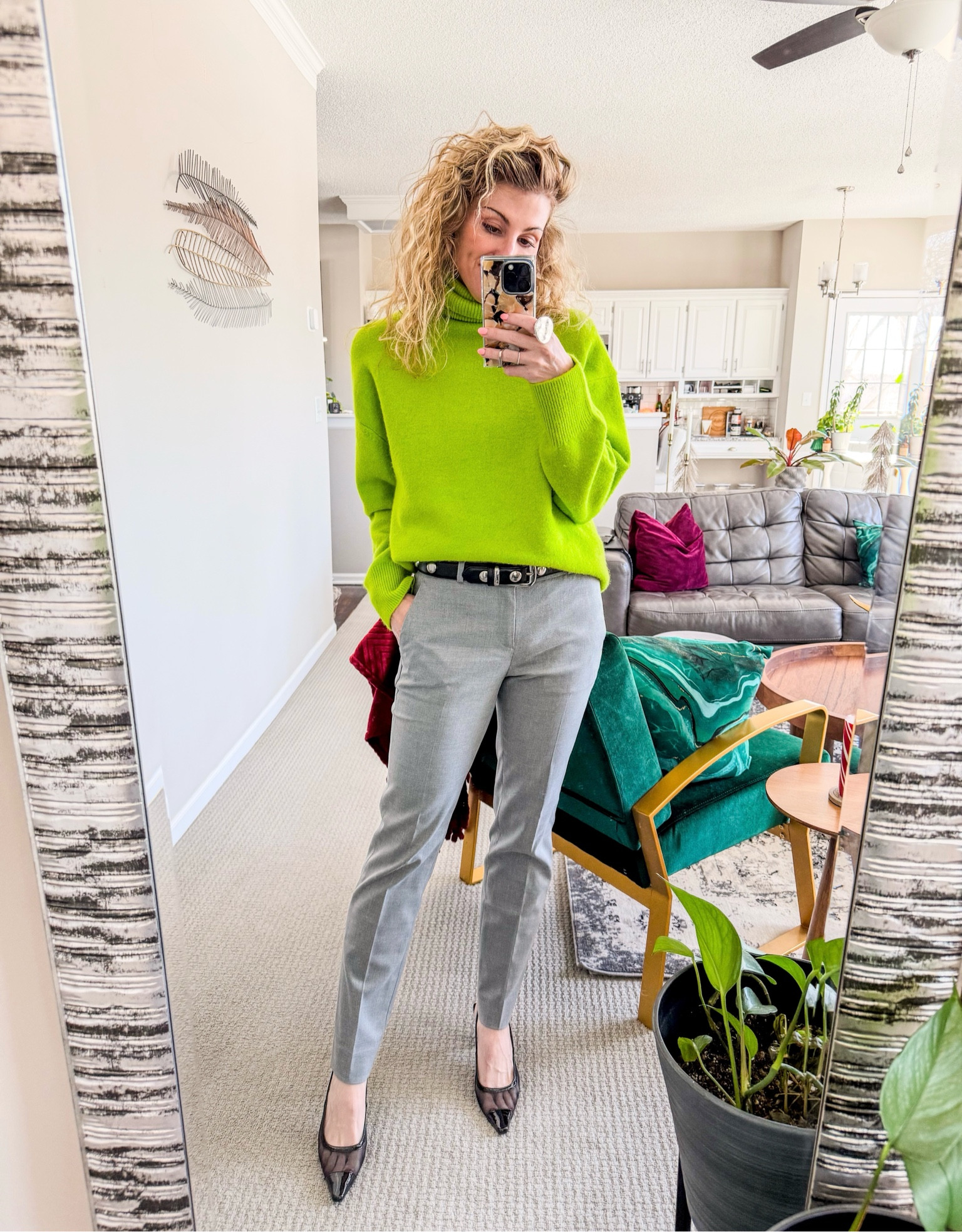 Neon green knit + gray trousers  

#LTKStyleTip #LTKFindsUnder50 #LTKWorkwear