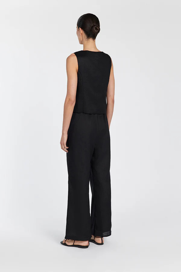 OSCAR BLACK SCOOP NECK LINEN VEST | DISSH