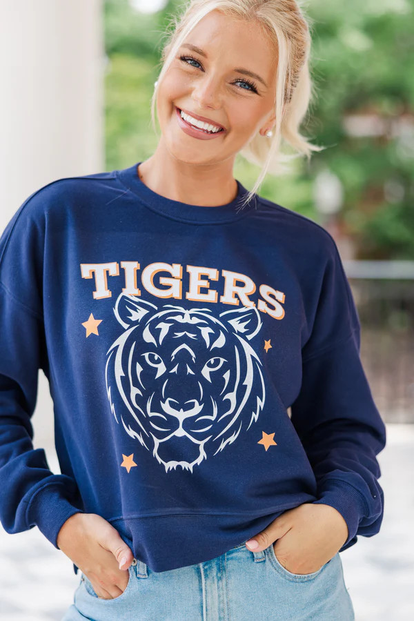 Go Tigers Navy Graphic Sweatshirt | The Mint Julep Boutique
