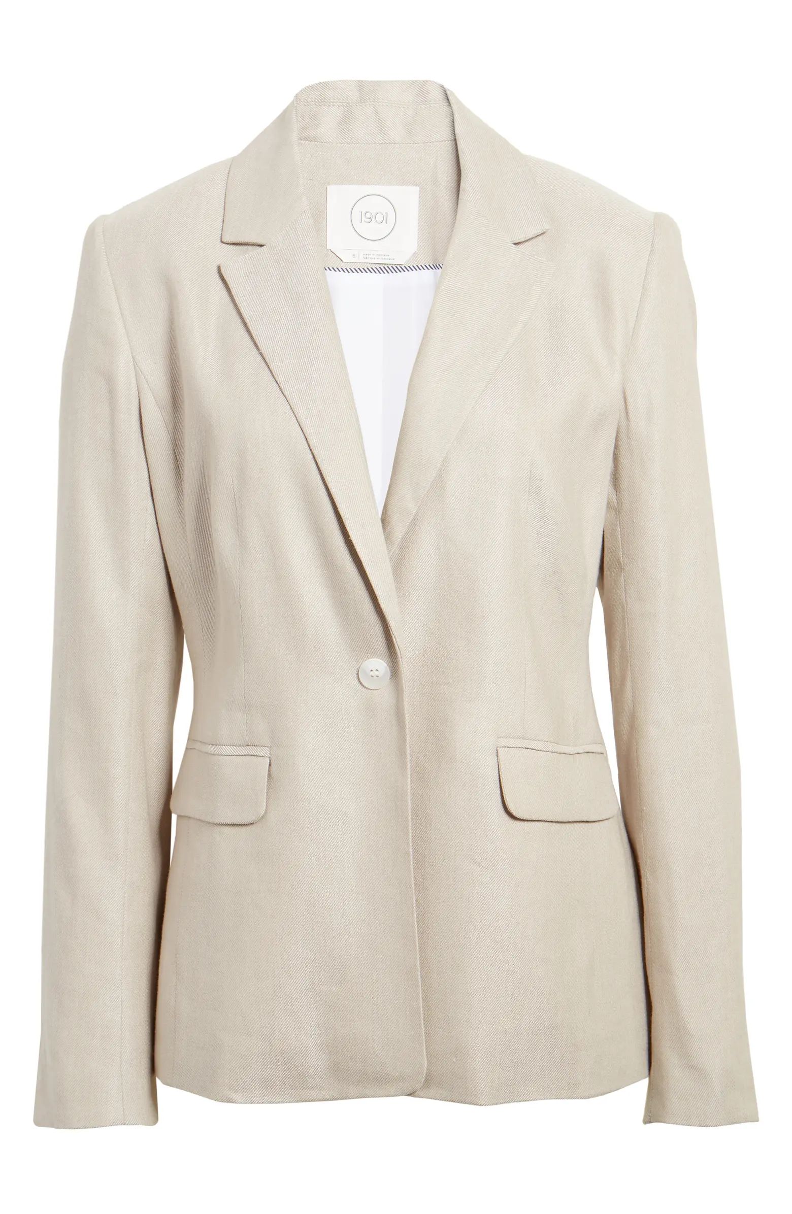 One-Button Linen Blend Blazer | Nordstrom