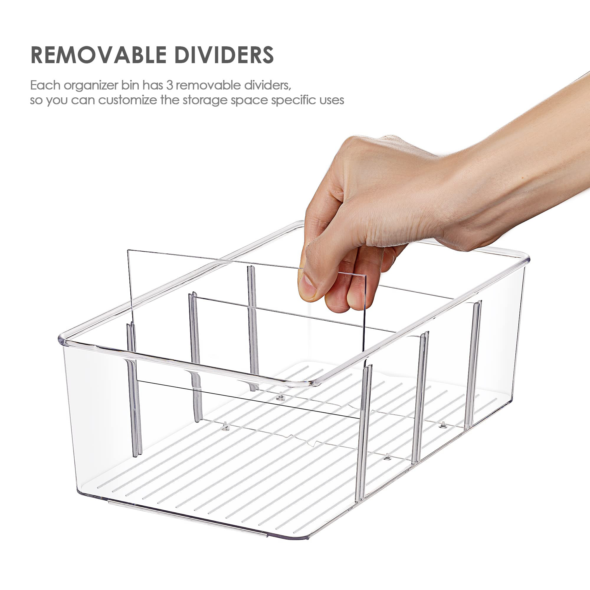 Amazon.com - Vtopmart 4 Pack Food Storage Organizer Bins, Clear Plastic Bins for Pantry, Kitchen, Fridge, Cabinet Organization and Storage, 4 Compartment Holder Packets, Snacks, Pouches, Spice Packets | Amazon (US)