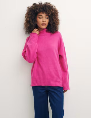 Cotton Blend Funnel Neck Relaxed Jumper | Marks & Spencer (UK)