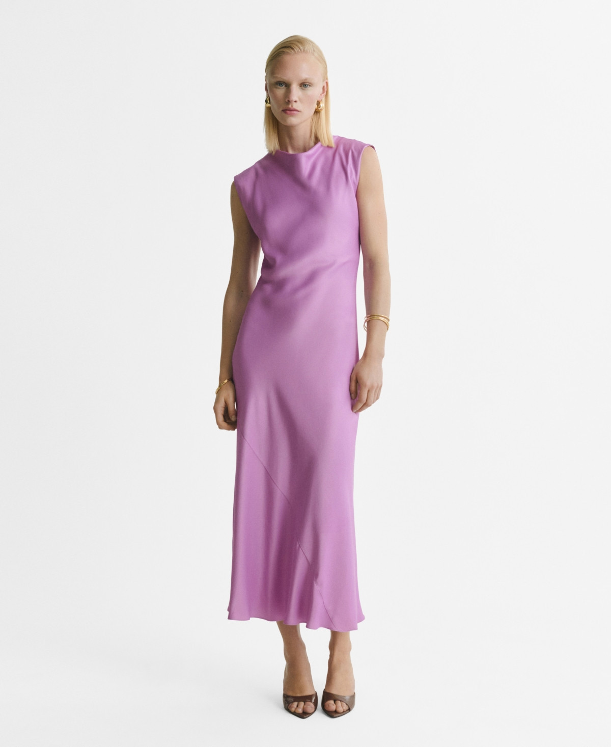 Mango Women's Satin Midi Dress - Light, Pastel Purple | Macy's