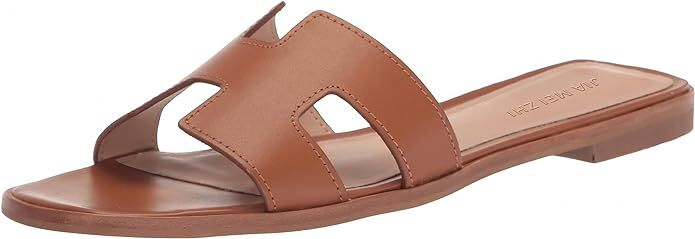 Cklaki Women's Slide Sandals Fashion Flat Sandal Round Open Toe Slip-on Slippers Beach Shoes | Amazon (US)