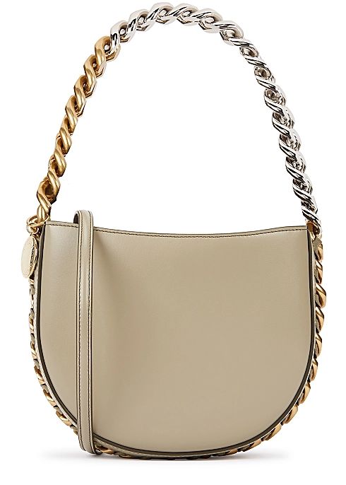 Frayme small taupe faux leather shoulder bag | Harvey Nichols 