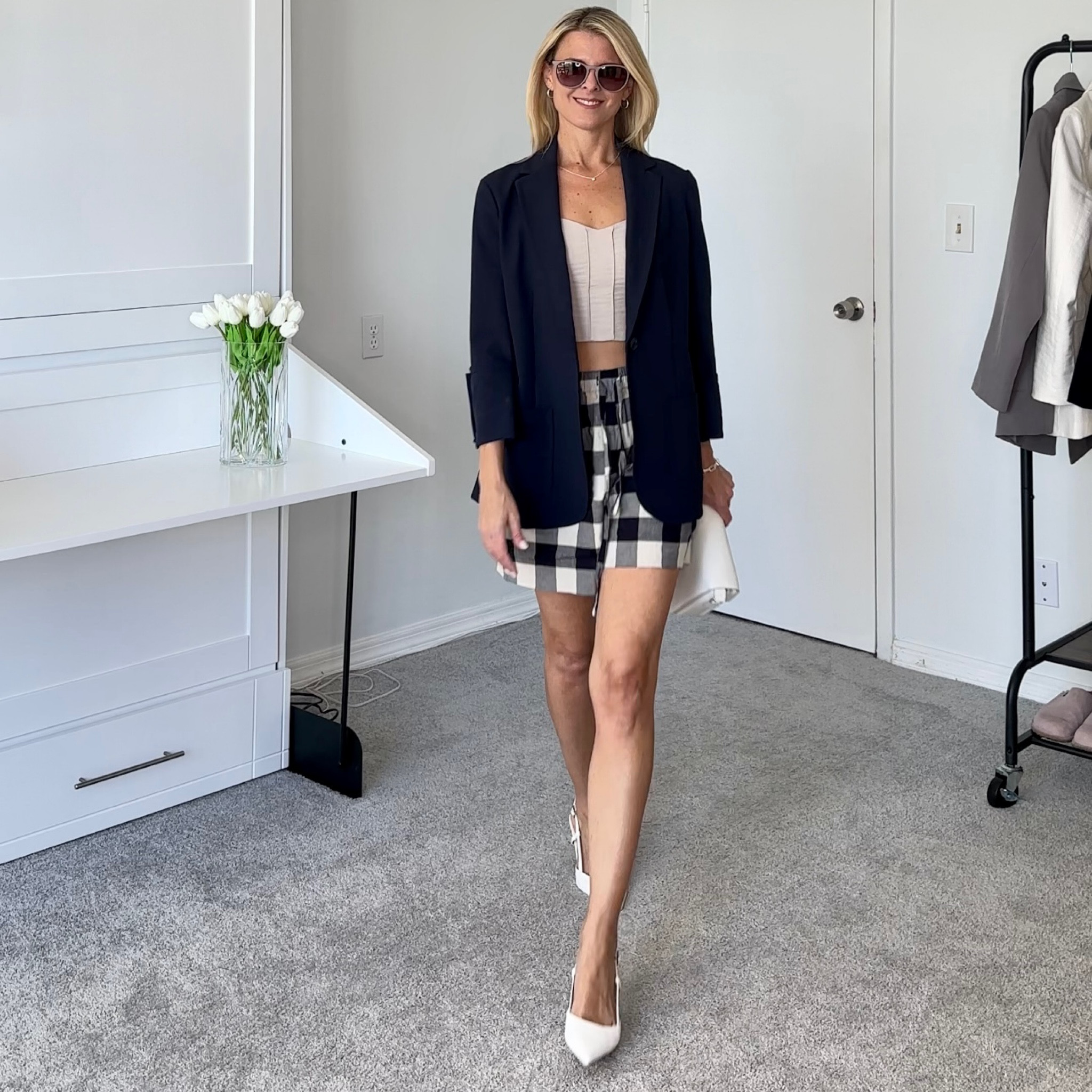 Styling gingham linen shorts.    I choose to use a top other then the one that COS sells that matches it although it’s really cute.    The club Monaco one I’m wearing is from last year.   The color is not available but it’s available in white on Amazon.    The shorts are true to size.   

#LTKFind #LTKSeasonal #LTKunder100