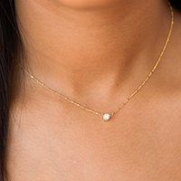 Bezel Diamond Necklace, Solitaire Single Necklace in 14K Gold | Etsy (US)