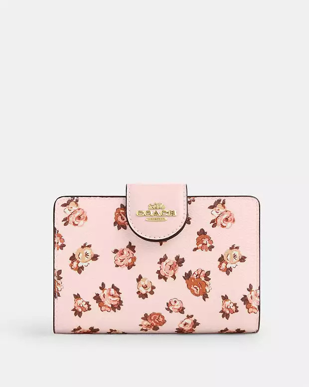 Medium Corner Zip Wallet With Rosette Print | Coach Outlet US