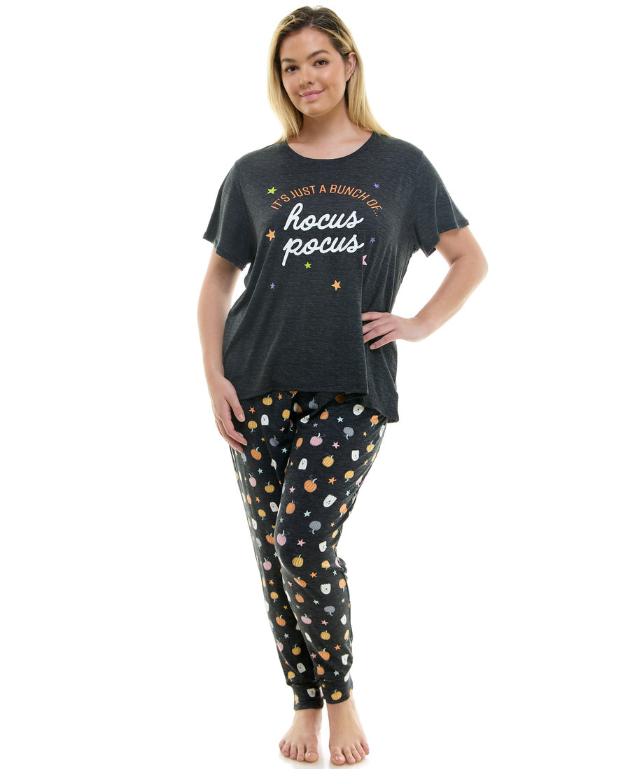Jaclyn Short Sleeve Crew Neck & Jogger Halloween Pajama Set | Walmart (US)