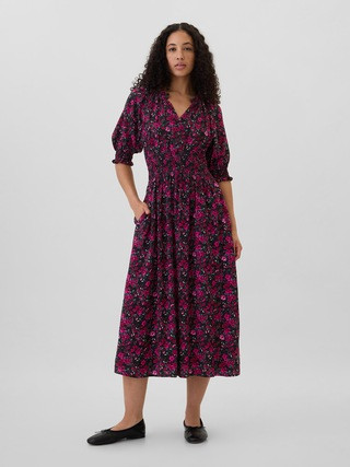Print Squareneck Midi Dress | Gap Factory