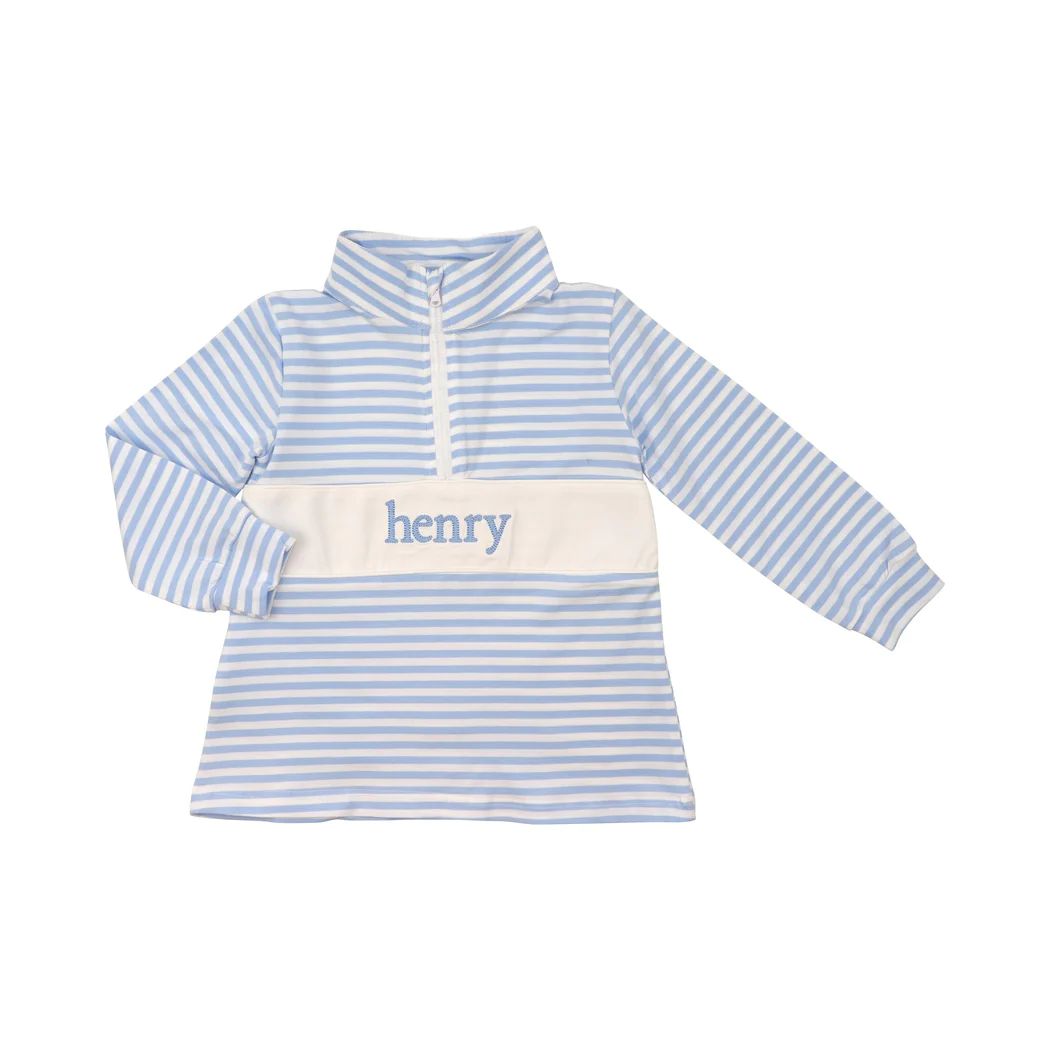 Blue Mini Stripe Pullover | Eliza James Kids