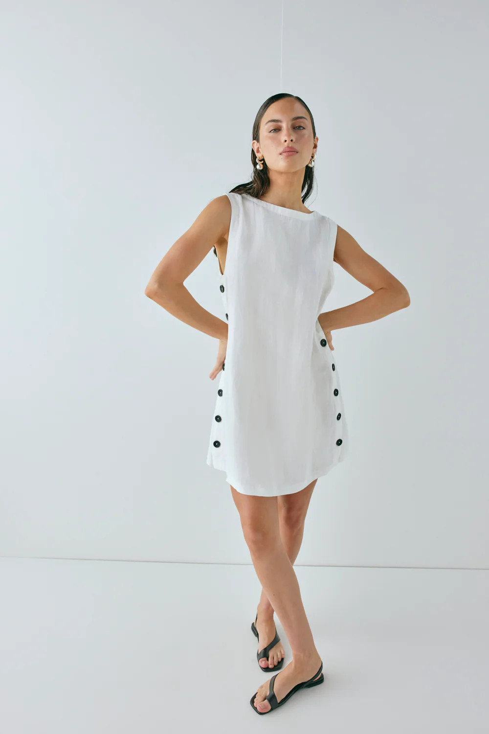 Annabelle Linen Mini Dress White | VRG Grl