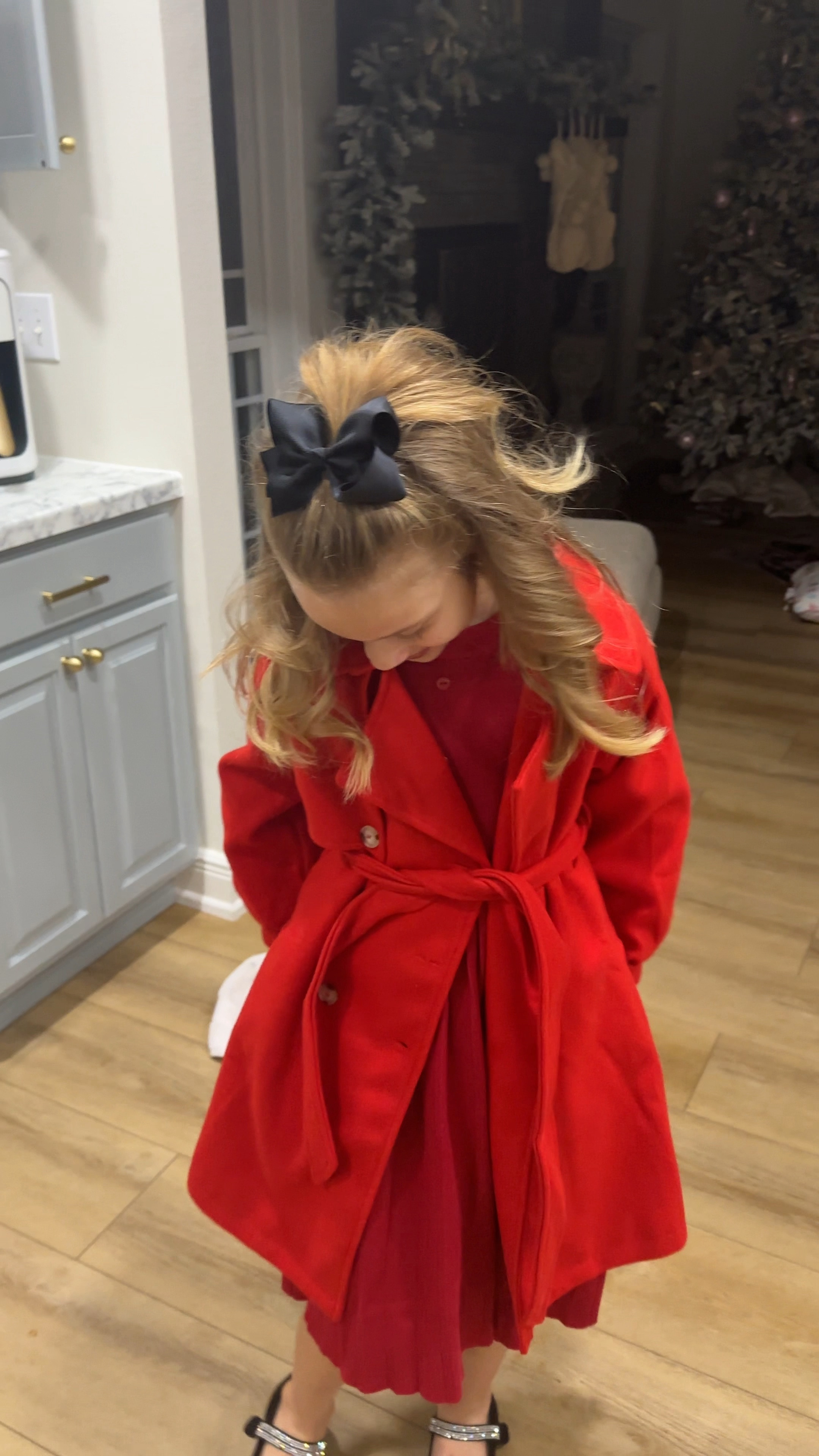 My little girl is ready for her Christmas concert!! 🎶 Winter pea coat & red sweater dress is from Amazon! Can’t find the rhinestone ballet flat shoes online so I’ll link something similar! Bows came in a pack of assorted colors. 

Holiday party. Holiday dress. Little girl dress. Kids clothes. Christmas outfit. Amazon kids outfit. Winter outfit. Holiday outfits. 

#LTKkids #LTKVideo #LTKSeasonal