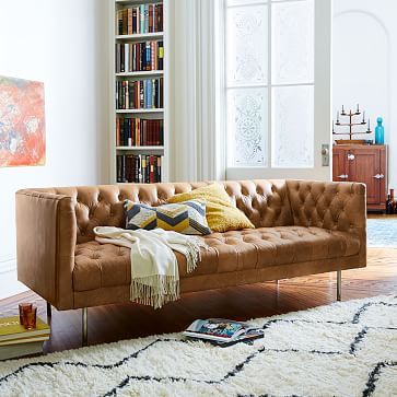 Modern Chesterfield Leather Sofa (79") | West Elm (US)