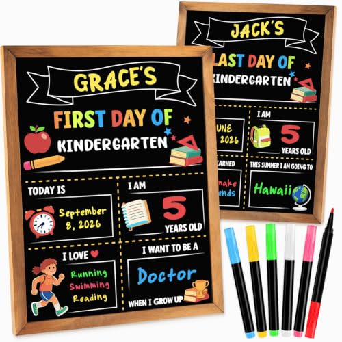 First Day of School Sign Board, 14 x 10.4 Inch, with 6 Liquid Chalk Markers | Amazon (US)