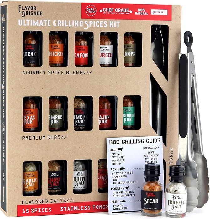 Ultimate Grilling Gift for Men - BBQ Accessories - Gourmet Spice Blends & Seasonings, Tongs, BBQ ... | Amazon (US)
