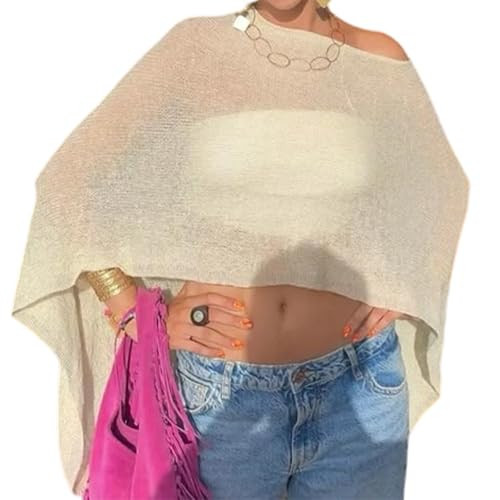 Women Sheer Knit Poncho Lightweight See Through Shrug Bolero Sweater Top Mesh Knit Shawl Wraps Cover Up | Amazon (US)