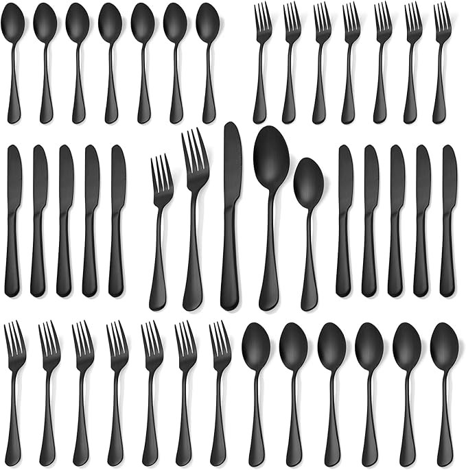 20 Piece Matte Black Silverware Set Service for 4,Stainless Steel Flatware Set,Kitchen Tableware ... | Amazon (US)