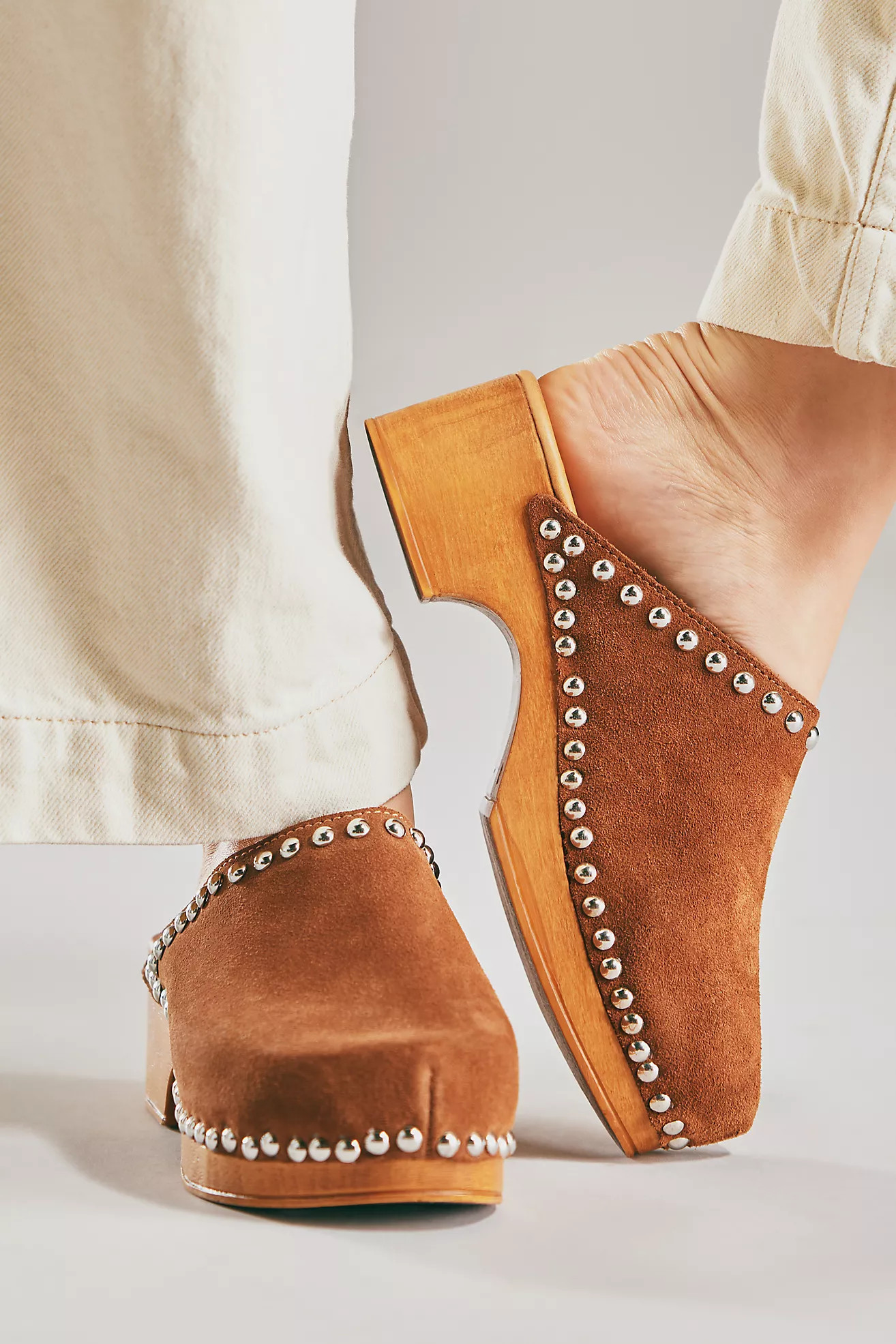 By Anthropologie Studded Wood-Bottom Clogs | Anthropologie (US)