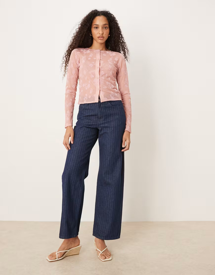 ASOS DESIGN boyfriend jeans in striped denim-Navy | ASOS (Global)