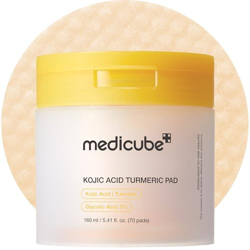 medicube Kojic Acid Turmeric Clarifying Toner Pad for Troubled Skin & Use After Spot Care | Soothing & Calming with Kojic Acid, Turmeric, Niacinamide, and Glycolic Acid | Korean Skin Care, 70 Pads | Amazon (US)