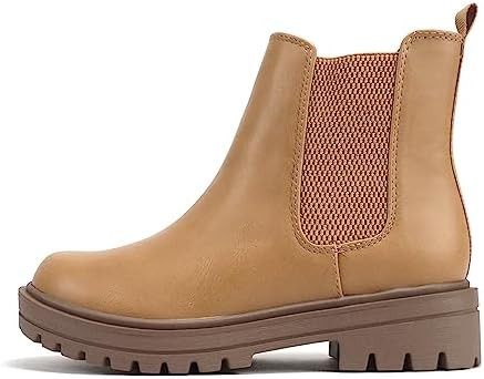 Soda Pilot ~ Women Lug Sole Low Heel Chelsea Fashion Ankle Bootie w/Double Elastic Gore | Amazon (US)