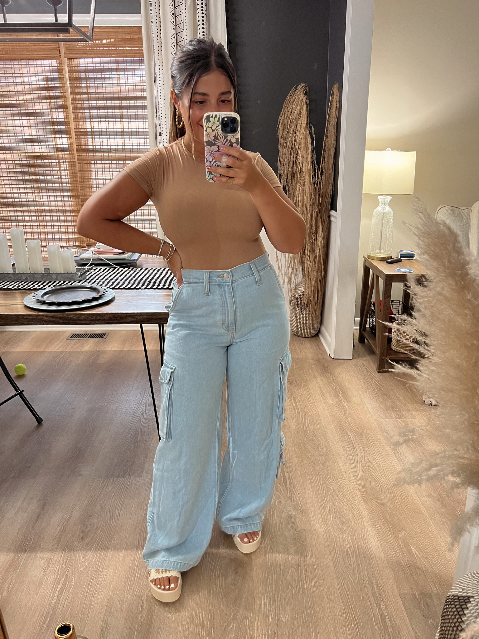 Petite friendly target cargo jeans in my true size 6
Amazon shaping bodysuit in a size medium
Sandals run small

#LTKfindsunder50 #LTKsalealert #LTKshoecrush
