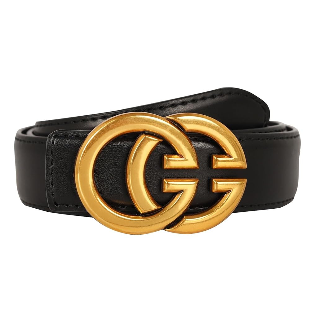 Women's Fashion Classic Metal Buckle Leather Belt with Jeans Dress | Amazon (US)