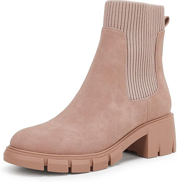 Womens Platform Ankle Boots Elastic Chunky Block Heel Chelsea Booties Lug Sole Non-Slip Combat Sh... | Amazon (US)
