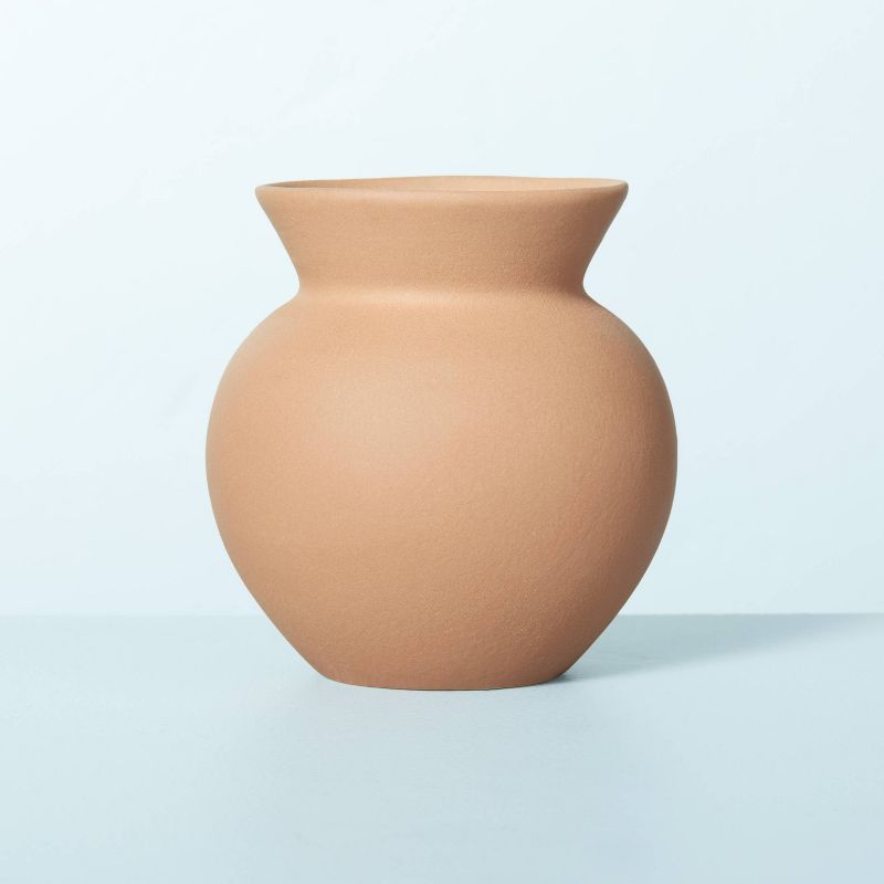 4" Round Ceramic Bud Vase with Flared Rim Light Brown - Hearth & Hand™ with Magnolia | Target