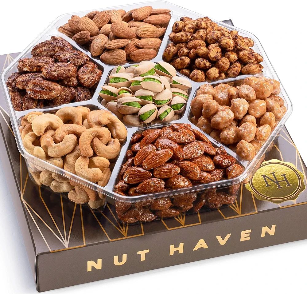 Holiday Christmas Nuts Gift Basket - Assortment Of Sweet & Roasted Salted Gourmet Nuts - Assorted... | Amazon (US)