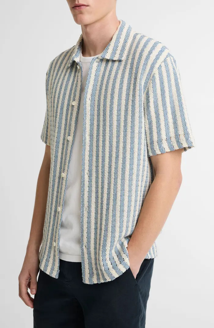 Beach Stripe Cotton-Blend Button-Front Shirt | Nordstrom